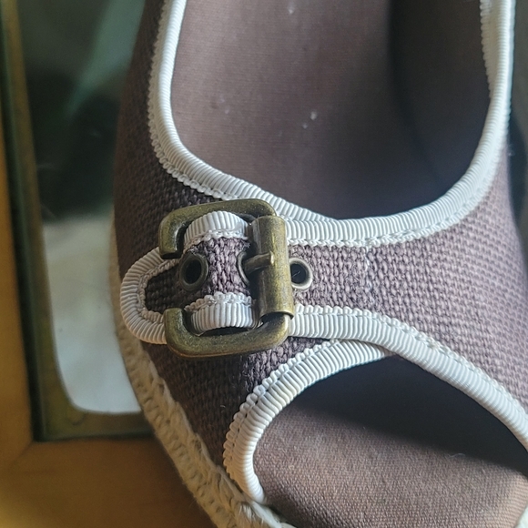 Naturalizer Sherene Brown and Cream Sling back Jute Wedge with buckle - Picture 2 of 9